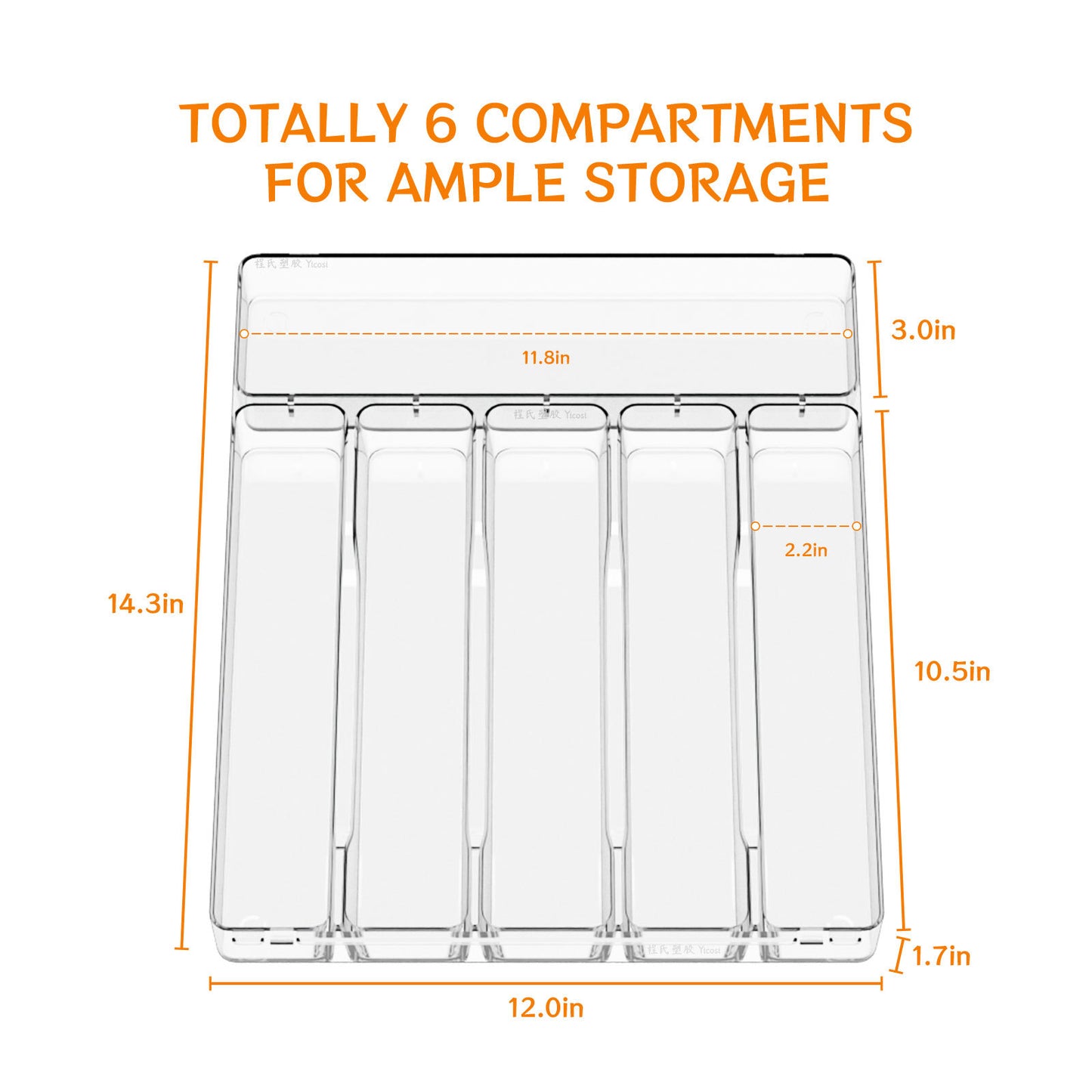 Multi-Compartment Plastic Storage Box - 6-Grid Organizer Container