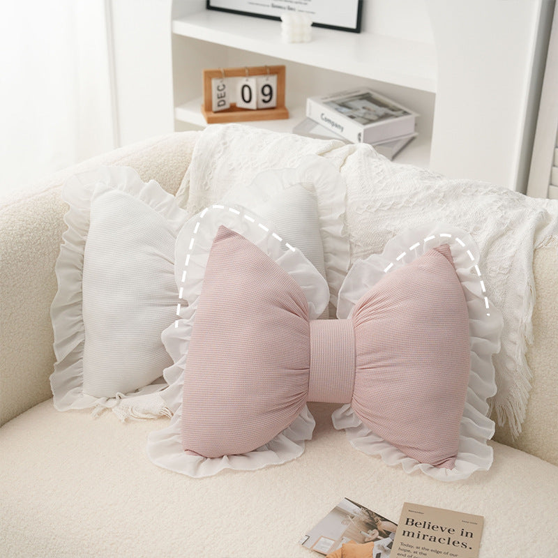 Sweet Cute Butterfly-shaped Waist Pillow Office Bedroom Sofa Home Pillow Four Seasons Universal Pillow Lace Side Cushion