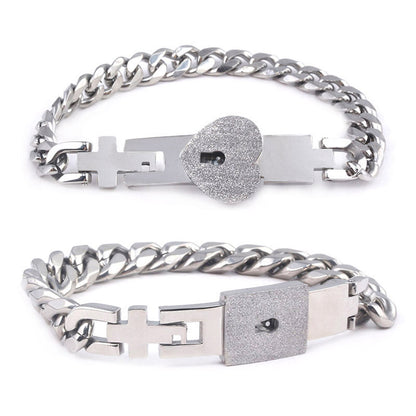 Fashion Jewelry Titanium Steel Couple Love Lock, Bracelet, Key Set, Necklace - DropOnline.co