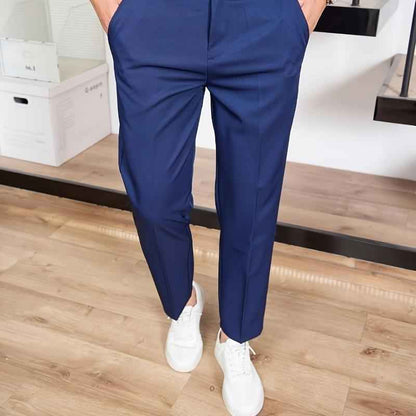 New Men's Straight High-waisted Black Casual Pants