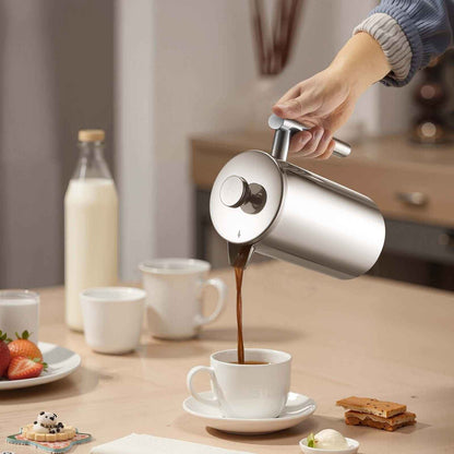 French Press Coffee Maker 34 Oz Stainless Steel French Coffee Press Silver