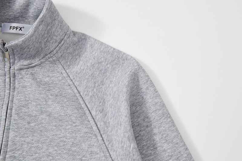 Men's American-style Stand Collar Gray With Zipper Sweatshirt Jacket