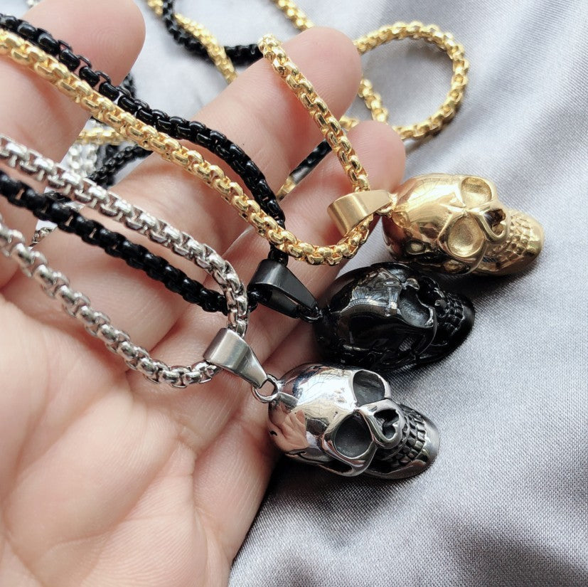 Halloween Skull Necklace - Men's Punk Titanium Steel Chain