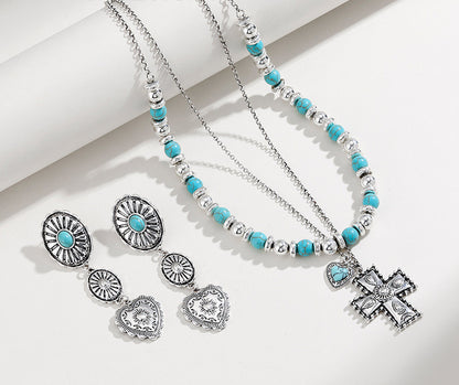 Semi-precious Stone Beaded Twin Earrings For Women - DropOnline.co