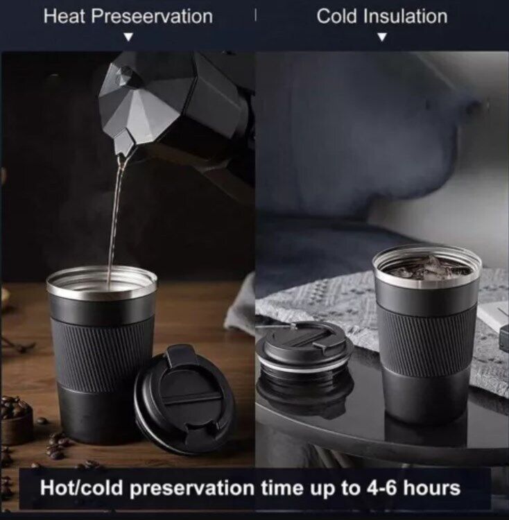 Insulated Travel Coffee Mug - 510ml Leak-Proof Stainless Steel Thermal Flask
