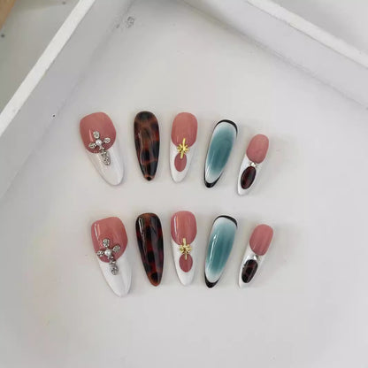 Autumn And Winter Blooming Hand-painted Maillard White Elegant High-end Long Handmade Wear Manicure - DropOnline.co