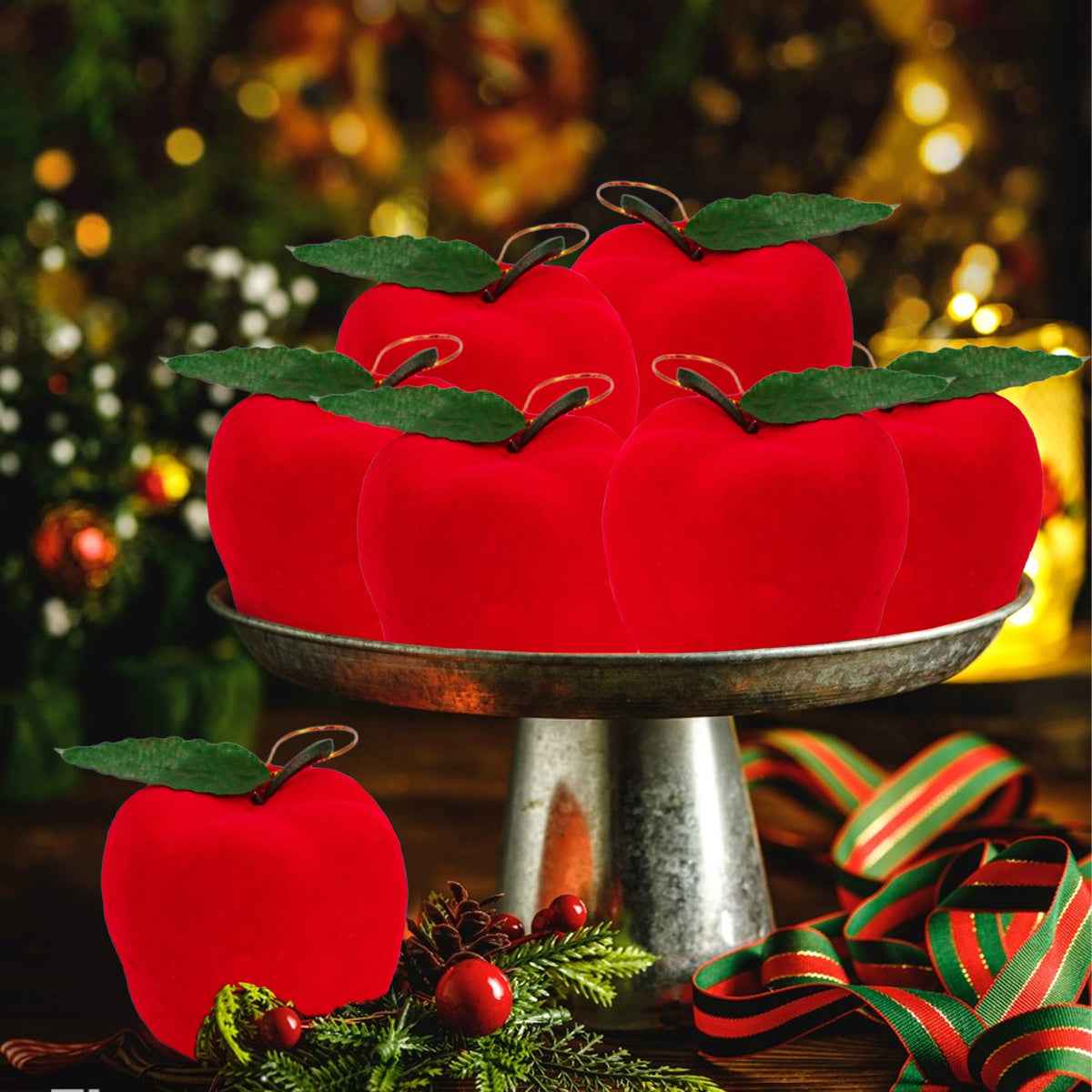 12 Packs Christmas Ornament Fake Red Apples - Xmas Tree Hanging Decorations - DropOnline.co