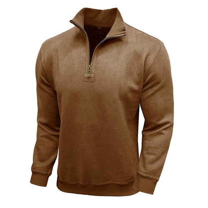 Men's Long-sleeved Zipped Stand Collar Sweater