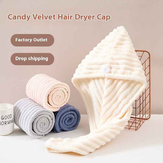Candy Velvet Hair-drying Cap Thick Absorbent Headscarf