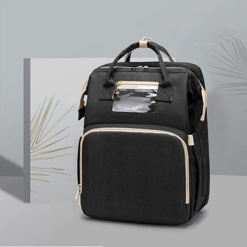 USB Charging Mommy Bed Backpack - Foldable Large Capacity Multi-Function Baby Bag