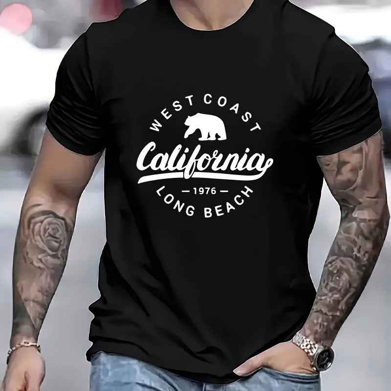 Men's California Style Heat Transfer T-Shirt - Washable Graphic Tee