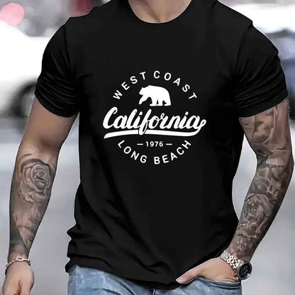 Men's California Style Heat Transfer T-Shirt - Washable Graphic Tee