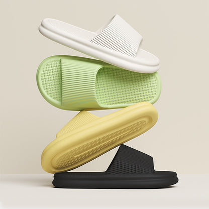 Striped Design Home Slippers For Women Men Soft Anti-slip Floor Bathroom Slippers Solid House Shoes - DropOnline.co