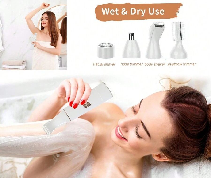 4 In 1 Facial Eyebrow Hair Epilator Remover Tool Device Painless Electric Shaver For Women