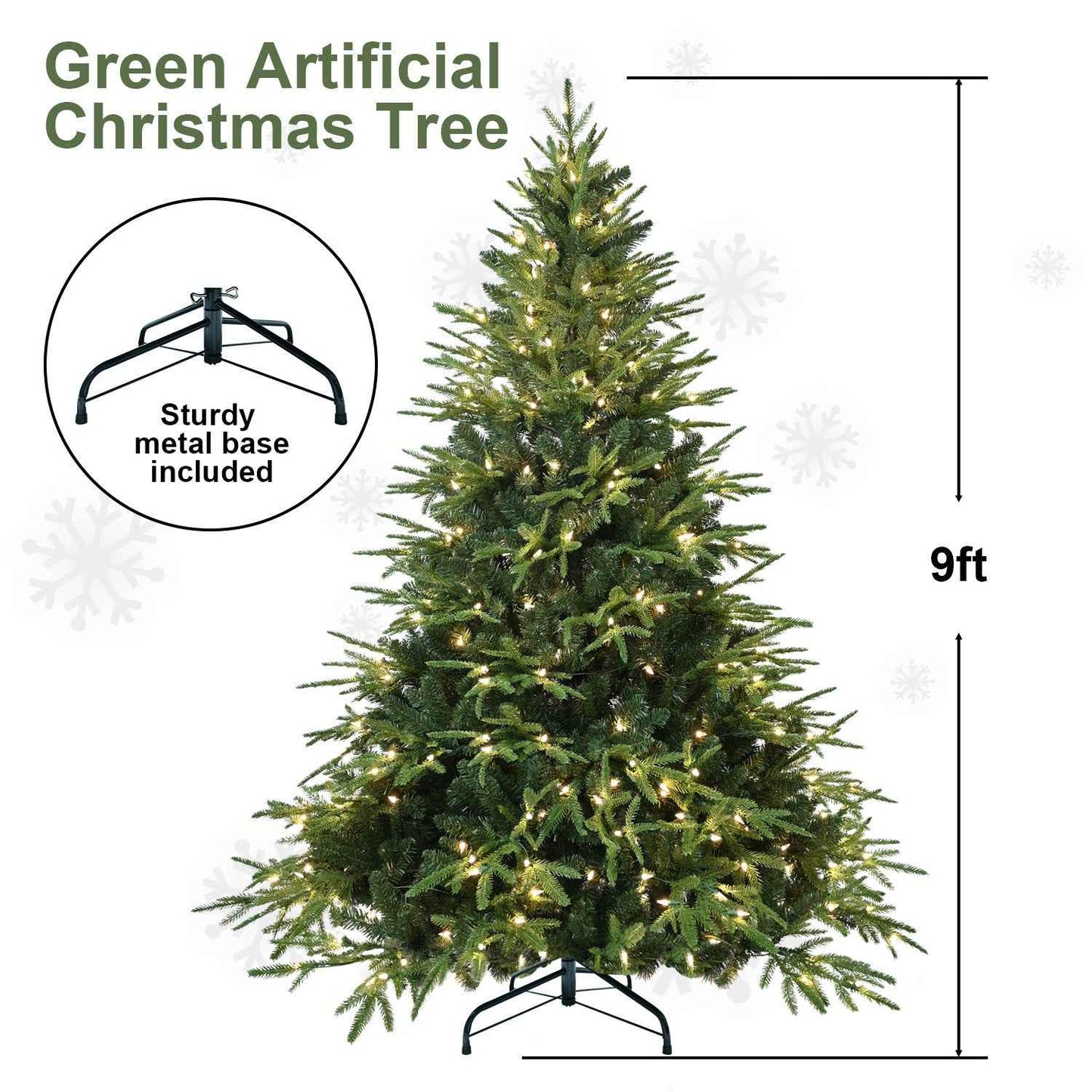 PVC Christmas Tree Green with Lights - Classic Pre-Lit Tree