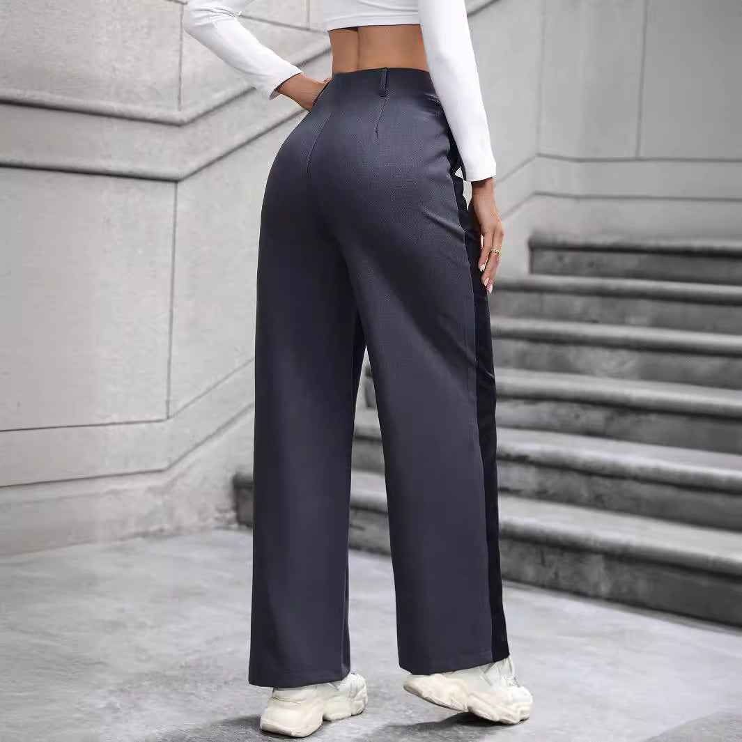 Patchwork Temperament Commuting High-waisted Casual Versatile Slimming Wide-leg Pants