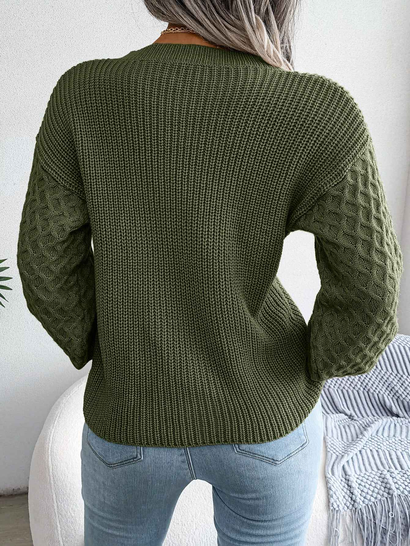 Casual Lantern Sleeve Knitted Sweater