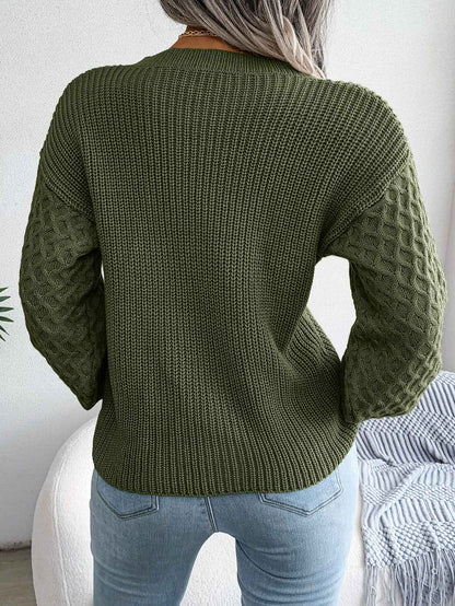 Casual Lantern Sleeve Knitted Sweater