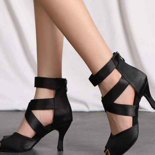 Skin-colored Women's Adult Sexy Fish Mouth Latin Cha-cha Dance Shoes