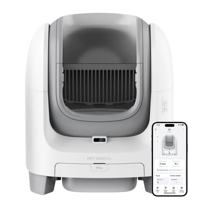 PETMARVEL C1 Large Open Top Smart WiFi Self-Cleaning Litter Box, White - DropOnline.co