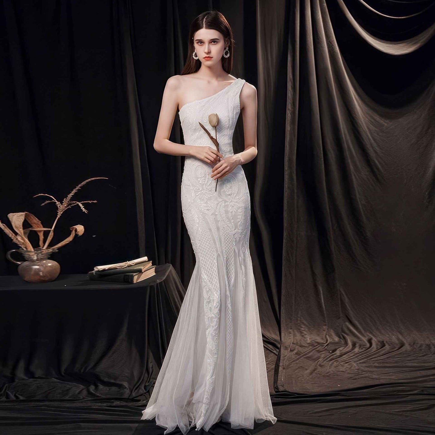 Women's High-end Entry Lux Elegant Socialite Dinner Party Sexy Long Slimming Fishtail Dress