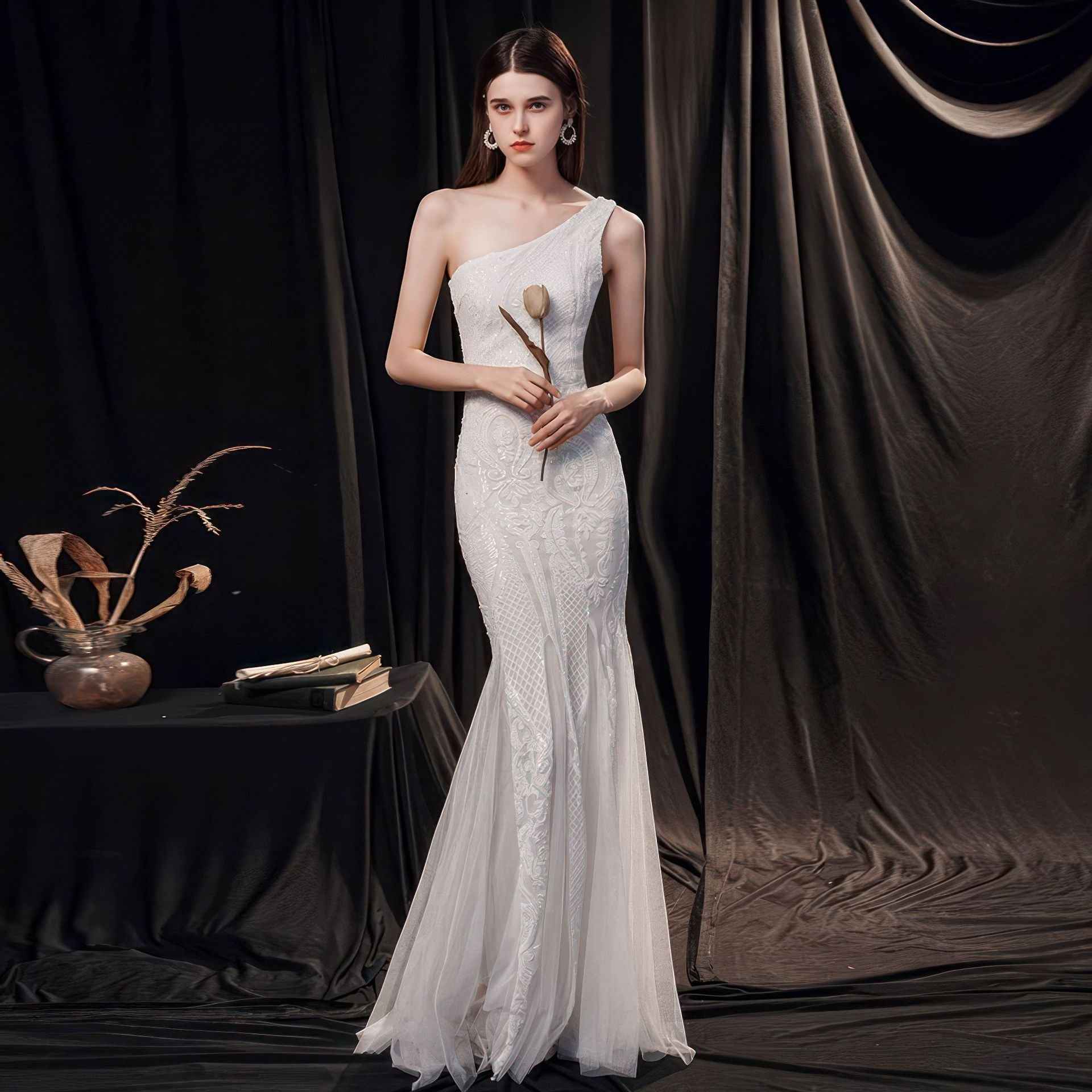 Women's High-end Entry Lux Elegant Socialite Dinner Party Sexy Long Slimming Fishtail Dress