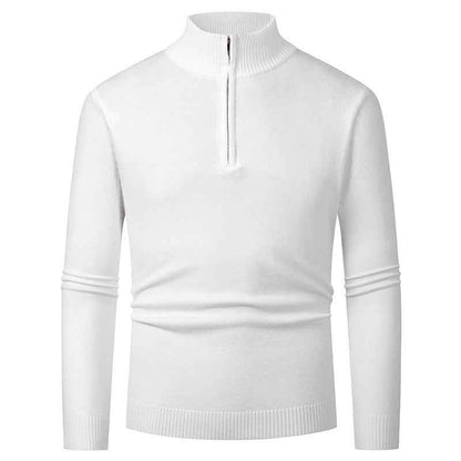 Men's Fashion Half Zipper Polo Sweater Casual Long Sleeve