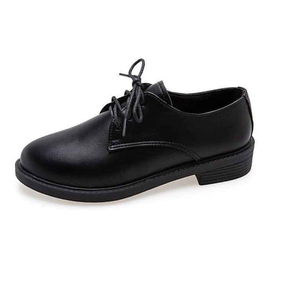 Black Retro Student Flat Hong Kong Style Casual Loafers