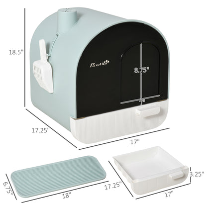 Cat Litter Box With Lid, Indoor Cat With Tray, Spoon, Strainer - DropOnline.co