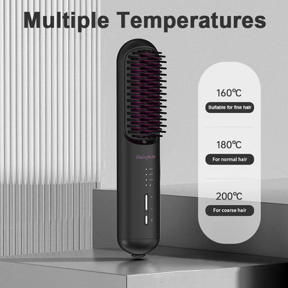 Portable USB Rechargeable Cordless Men Beard Hair Straightener Brush Mini Wireless 2 In 1 Woman Hair Straightener Comb - DropOnline.co