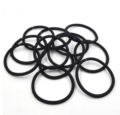 100Pcs Black Elastic Hair Bands Ponytail Holder Head Rope Ties Hats Hair Styling Kids Girl Accessories Scrunchie - DropOnline.co