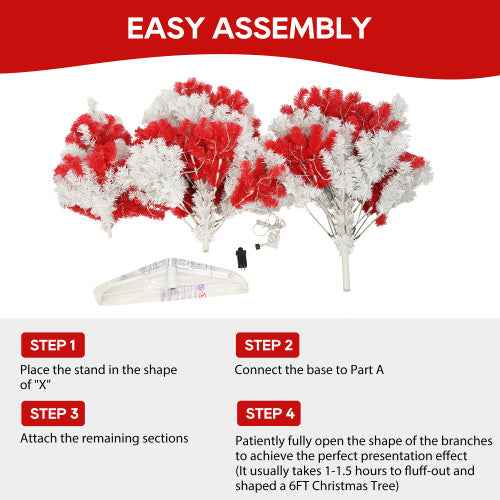 6ft Artificial Candy Cane Christmas Tree - 300 LED Lights & 900 Bendable Branches - DropOnline.co