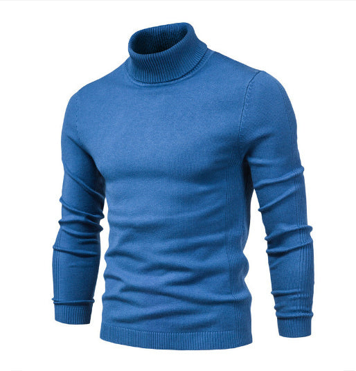 Men's Solid Color Slim Pullover Turtleneck Sweater - Winter Casual Tops