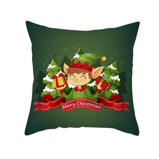 Cartoon Santa Claus Series Peach Skin Sofa Cushion Cover - Fun Christmas Holiday Decoration