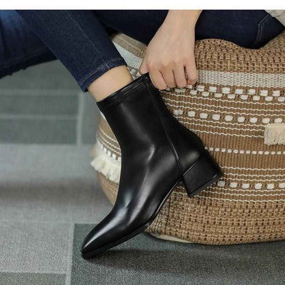 New Chunky Heel Square Toe Ankle Boots