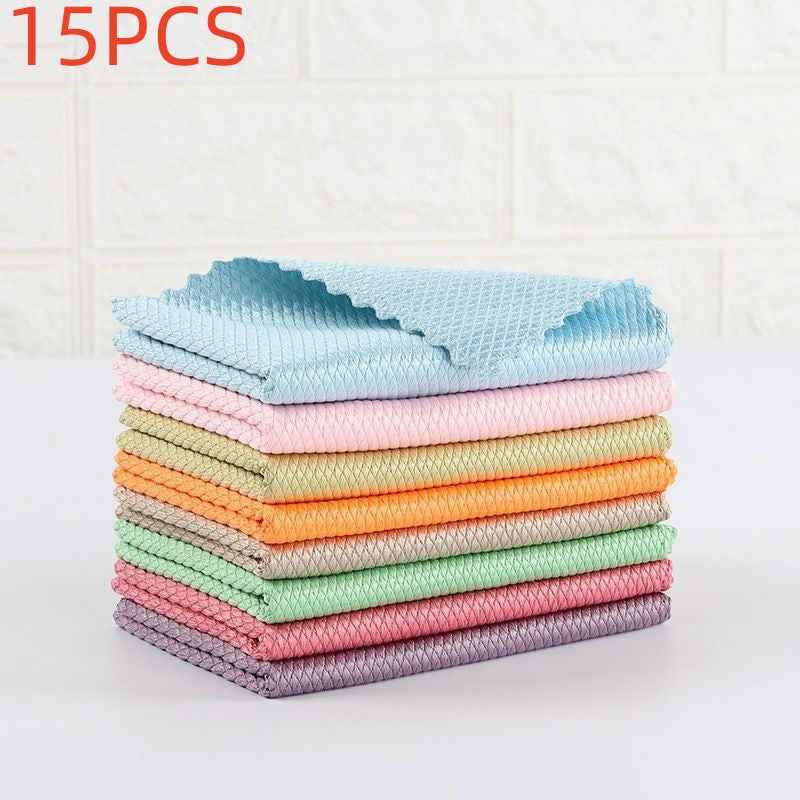 Fish Scale Rag Seamless Glass Cleaning Kitchen Absorbent Towel