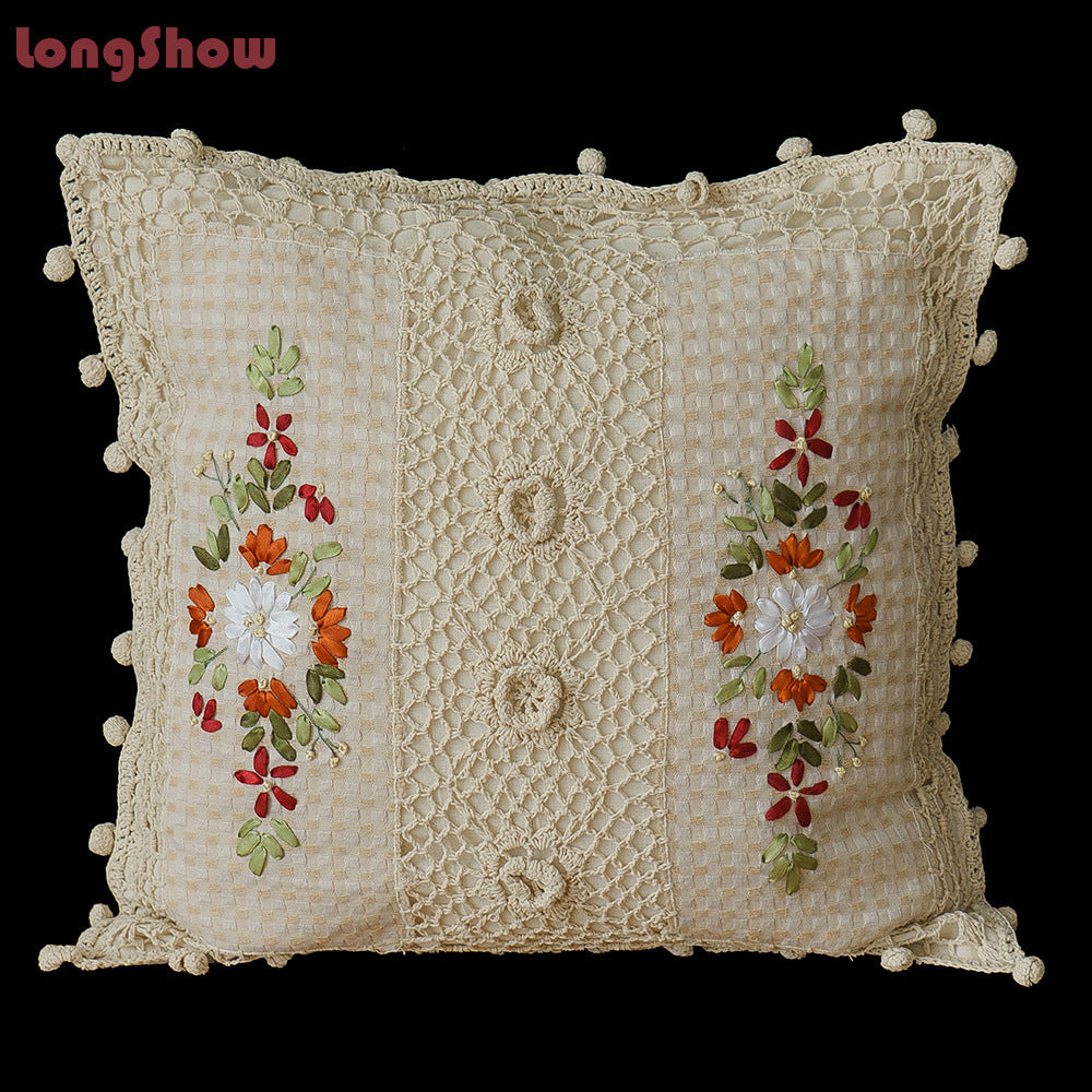 Cotton Pillow Case Satin Embroidered Cushion