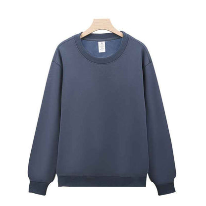 Heavy Chinese Cotton Round Neck Sweater Solid Color Korean Style Loose Casual Long Sleeves