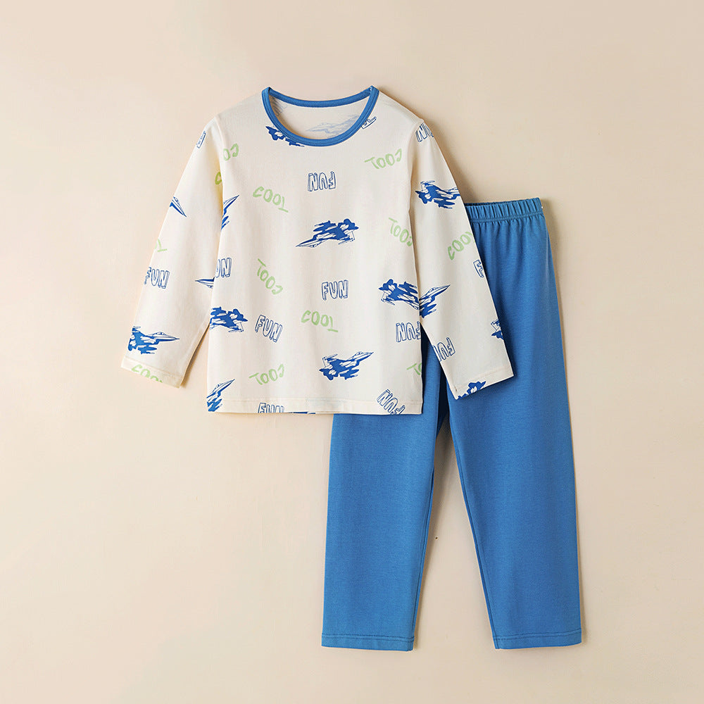 Children's Cotton Pajamas Set - Antibacterial Long Sleeve Sleepwear