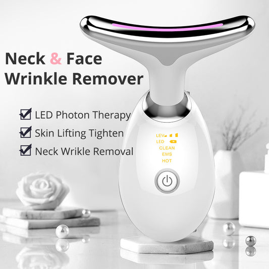 EMS Thermal Neck Lifting Massager - Electric Microcurrent Wrinkle Remover with LED Photon Therapy