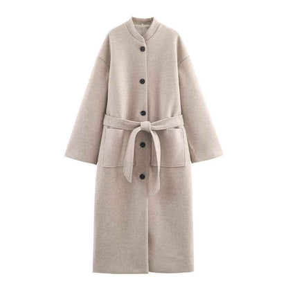 Long Belted Elegant Coat For Women