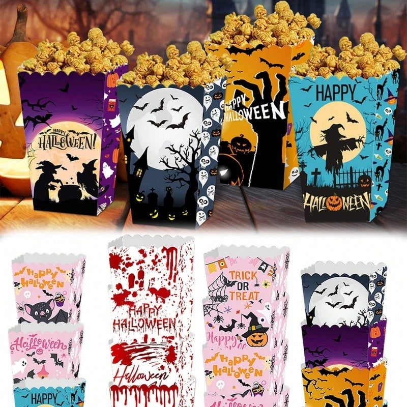 Halloween Popcorn Boxes - 12 Pcs Ghost Bat Party Snack Containers