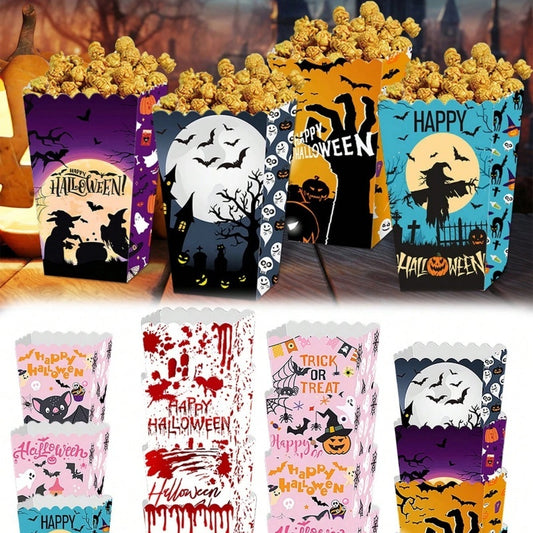 Halloween Popcorn Boxes - 12 Pcs Ghost Bat Party Snack Containers