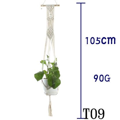 Flower Pot Net Bag Beige Cotton Rope Indoor Plant Hanger Hanging Basket Sling - DropOnline.co