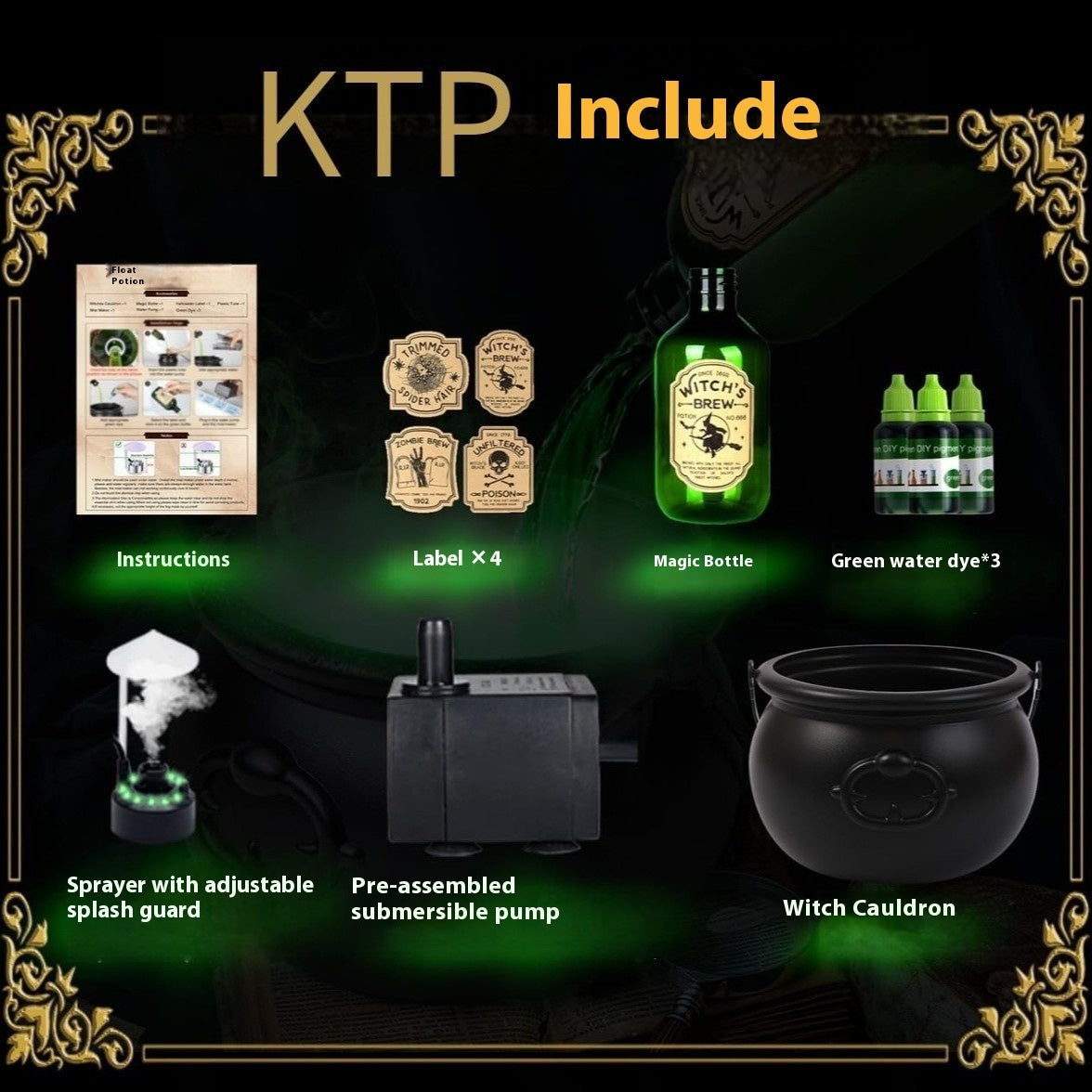 Halloween Black Wizard Bowl Magic Set - Float Bottle & Diffuser Props