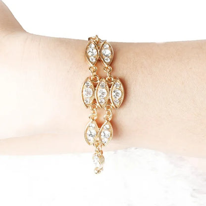 Noble Burnished Gold Bling Rhinestone Bracelet - DropOnline.co