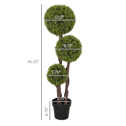 45.3 Artificial Ball Boxwood Topiary Tree Fake Plant In Pot For Indoor Outdoor Living Room Decoration Light Green - DropOnline.co