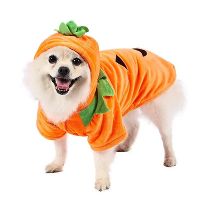 Dog Hoodie Cute Funny Halloween Style Pumpkin Cosplay Costume Warm Puppy Fleece Clothes - DropOnline.co