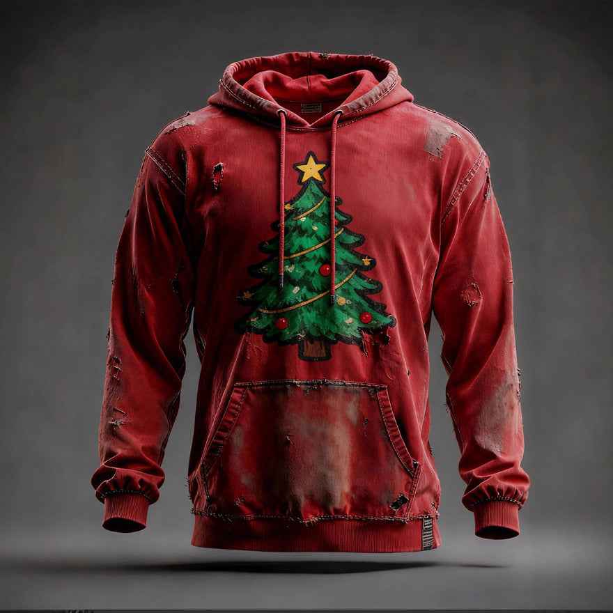 Christmas Pocket Hoodie Loose Pullover Digital Print Sweatshirt