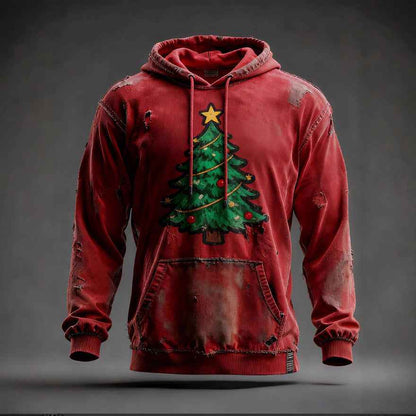 Christmas Pocket Hoodie Loose Pullover Digital Print Sweatshirt